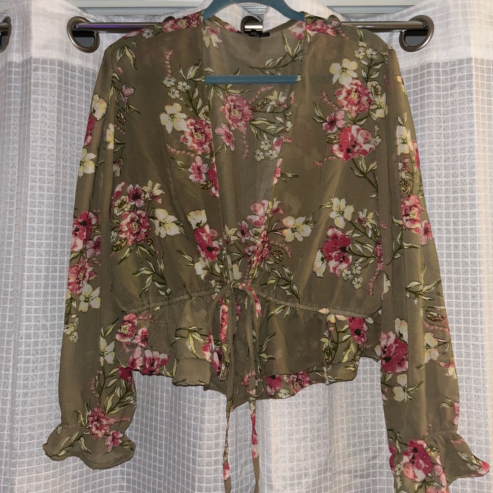 Sheer shirt with floral design